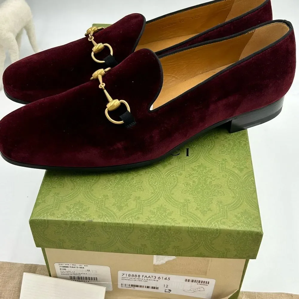Men’s Gucci Horsebit velvet loafers size 12 fits 13 US made in Italy - Picture 5 of 12
